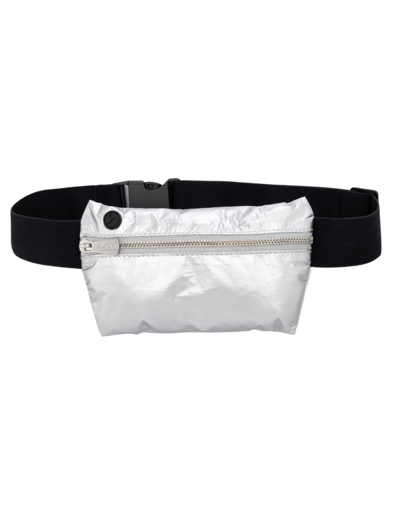 Fanny Pack - Metallic Silver with Black Strap