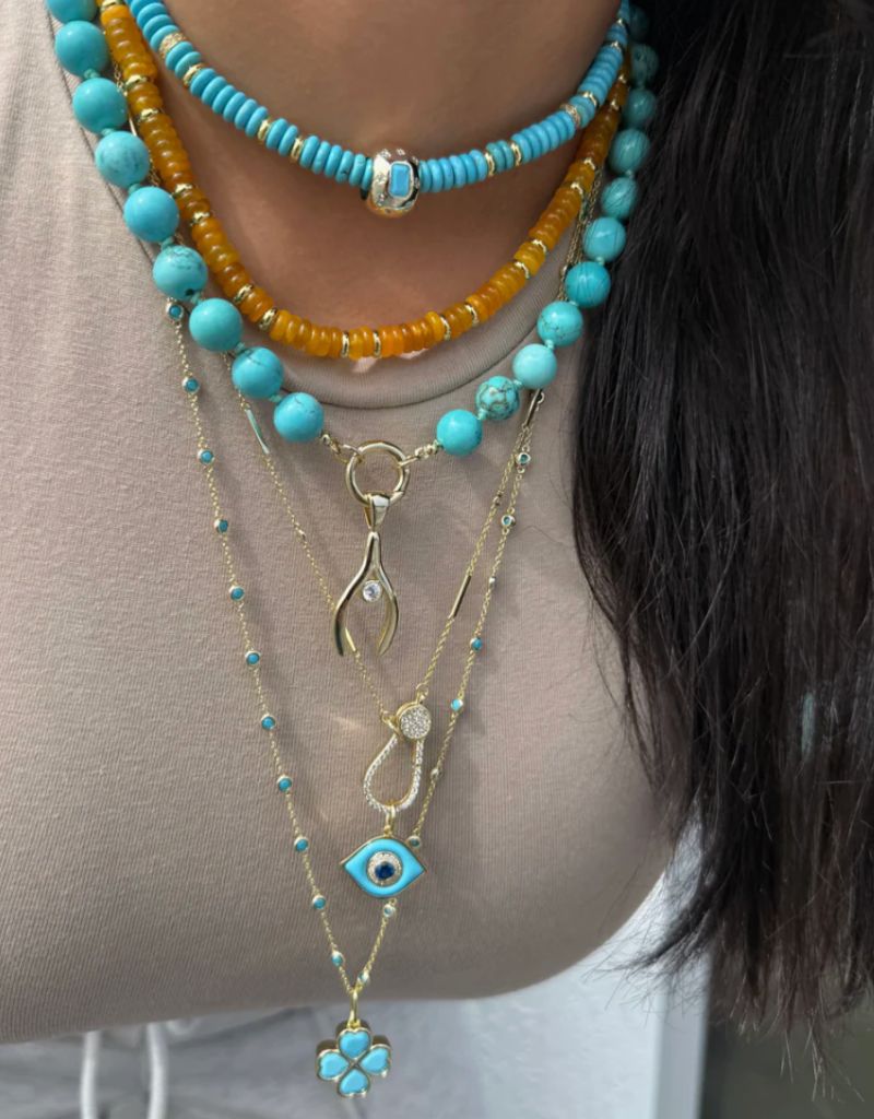 Stone Evil Eye Charm Gold turquoise