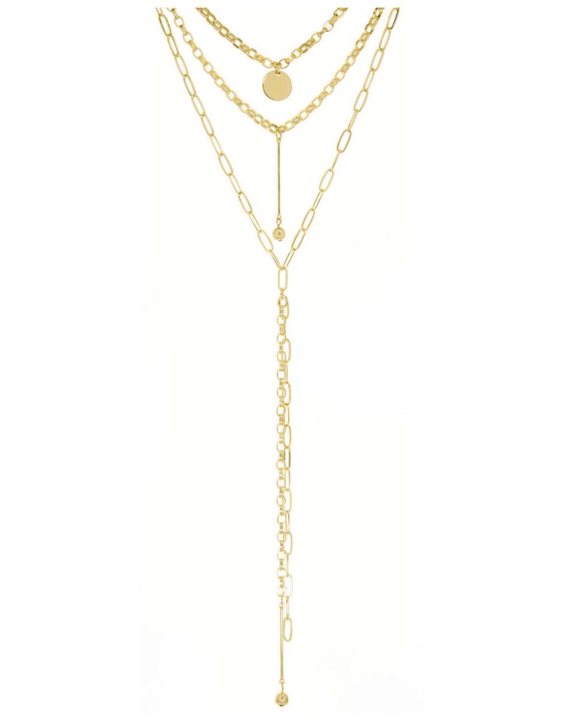 3888N Gold Multi Chain Layered Y Necklace