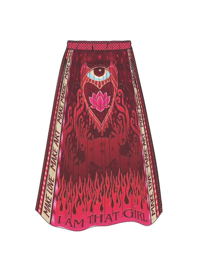 Vanessa Midi Skirt Red Aura