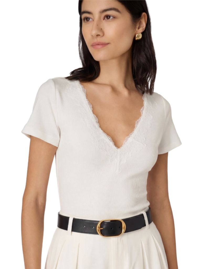Sana Rib Knit Tee White