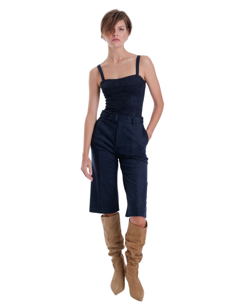 Veronica Suede Bodysuit Midnight