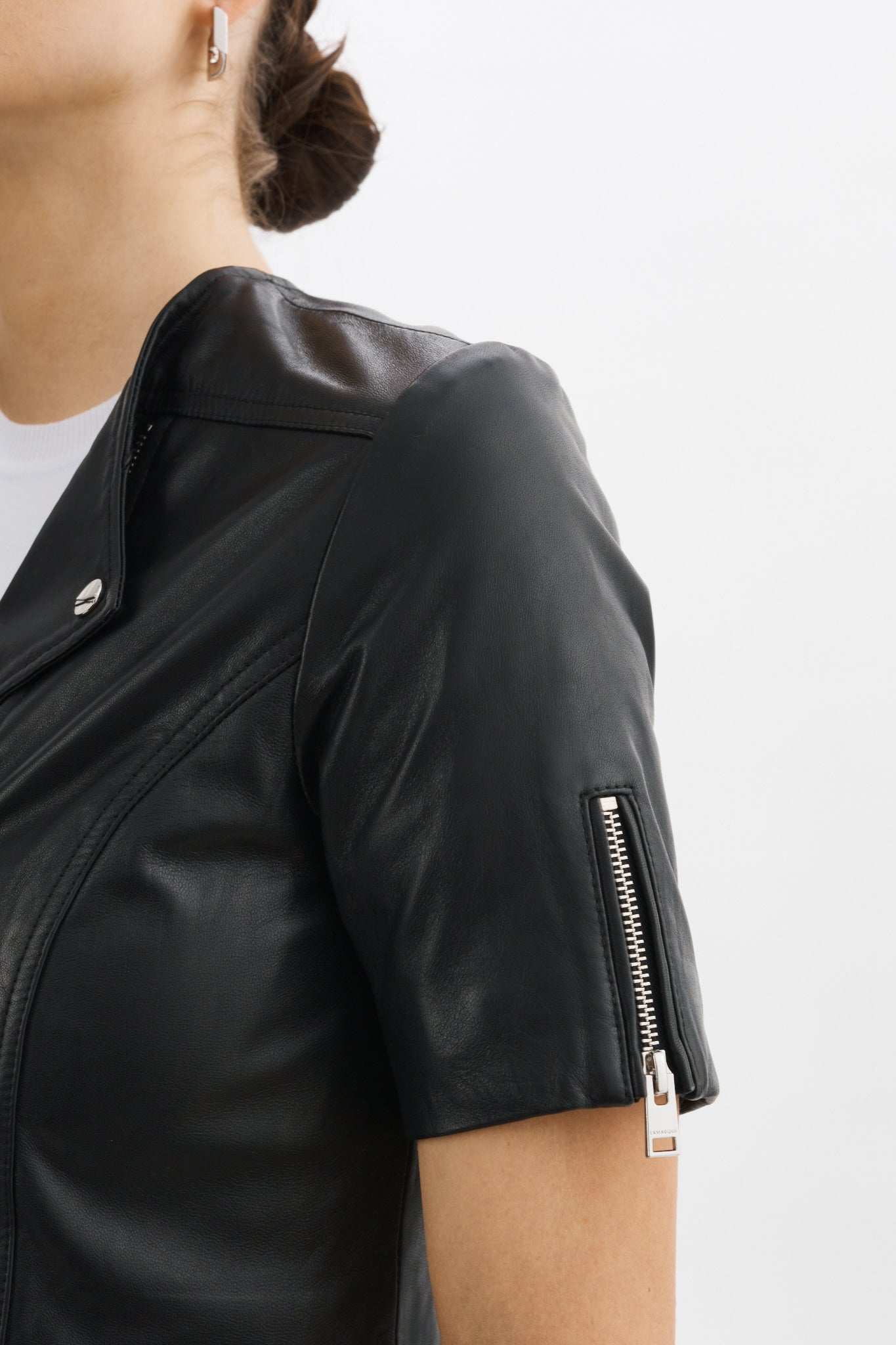 Kirsi Leather Crop Jacket Black
