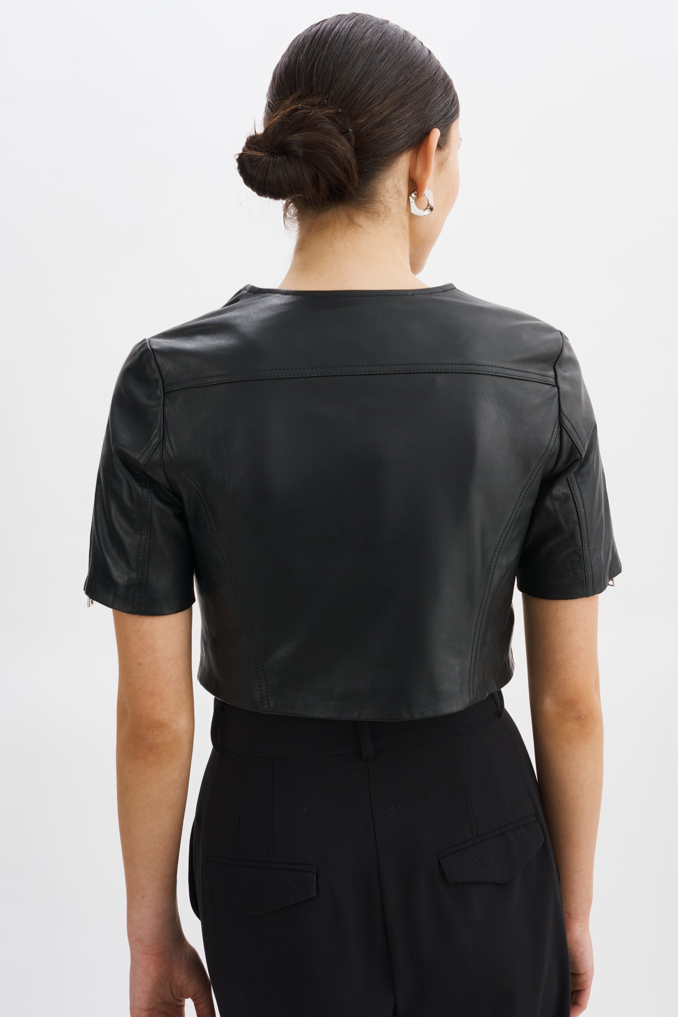 Kirsi Leather Crop Jacket Black