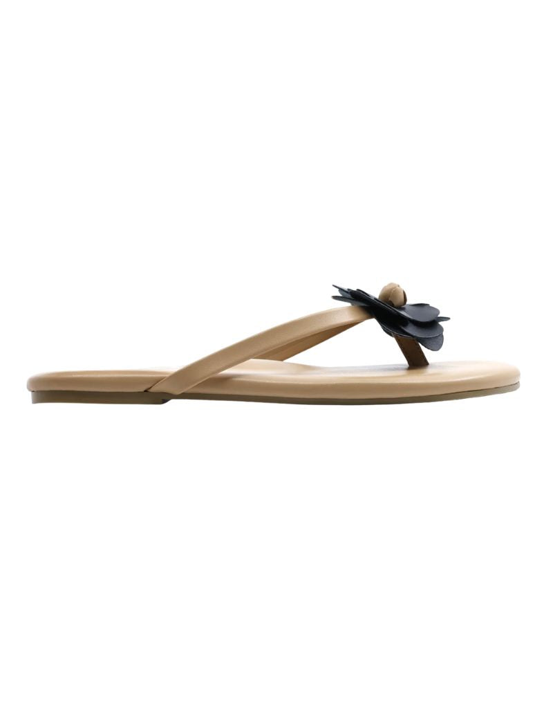 Valentina Flower Sandal Tan and Black