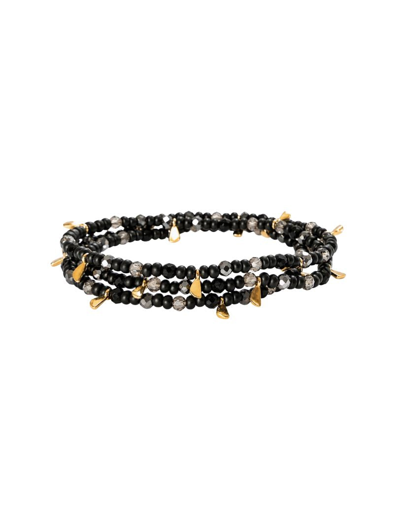 4444B Gold After Dark Beaded Stretch Bracelet