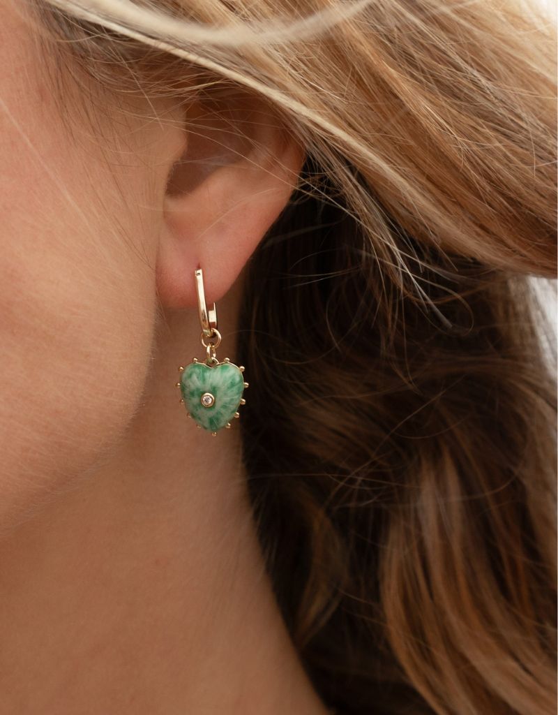 Isabel Green Dot Heart Earrings
