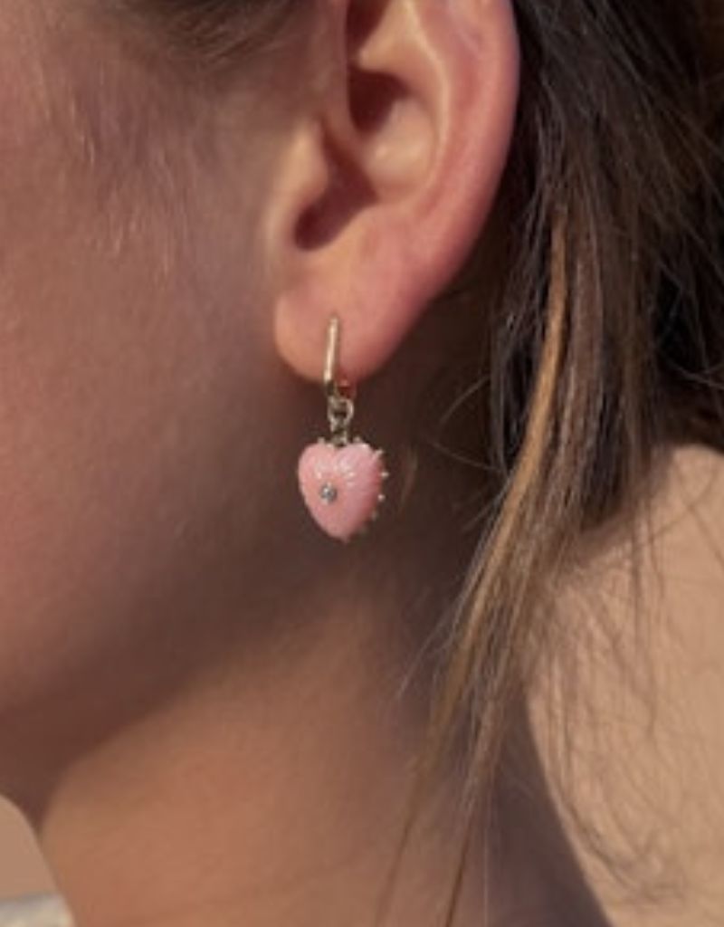 Isabel Pink Opal Heart Earrings