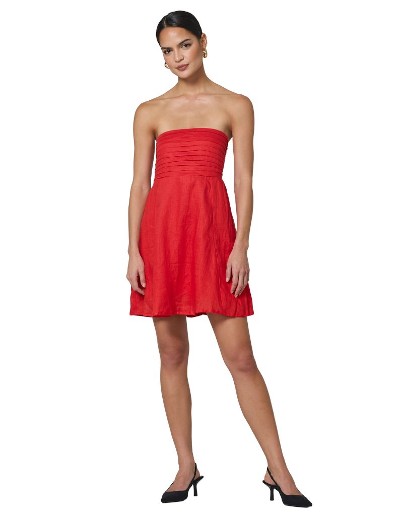 Talia Linen Mini Dress Rouge