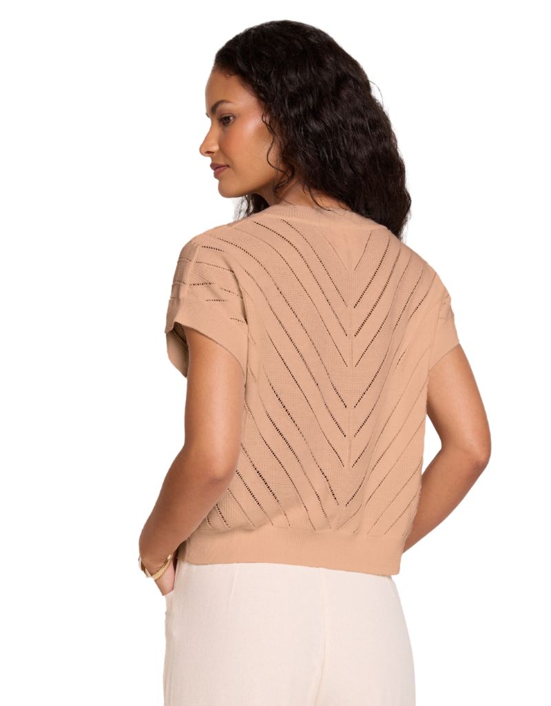 Chevron Mix Stitch Tee Light Brown