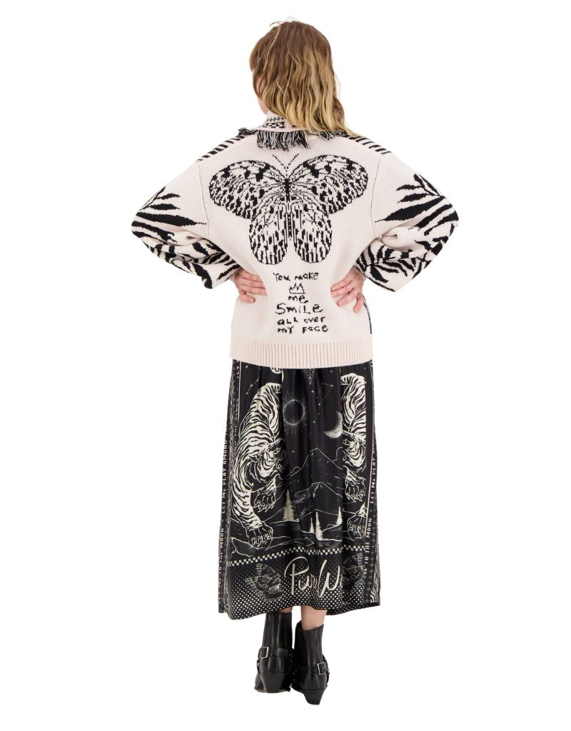 Vanessa Printed Midi Skirt Black Magic