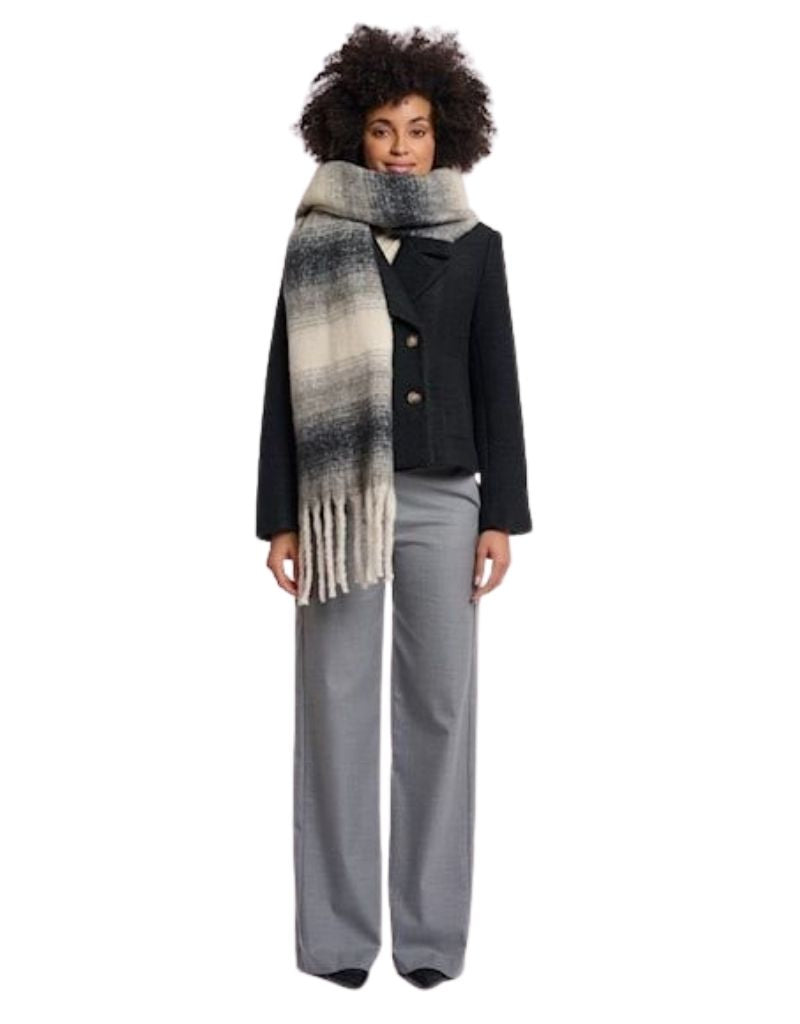 Erica Checked Scarf Black White