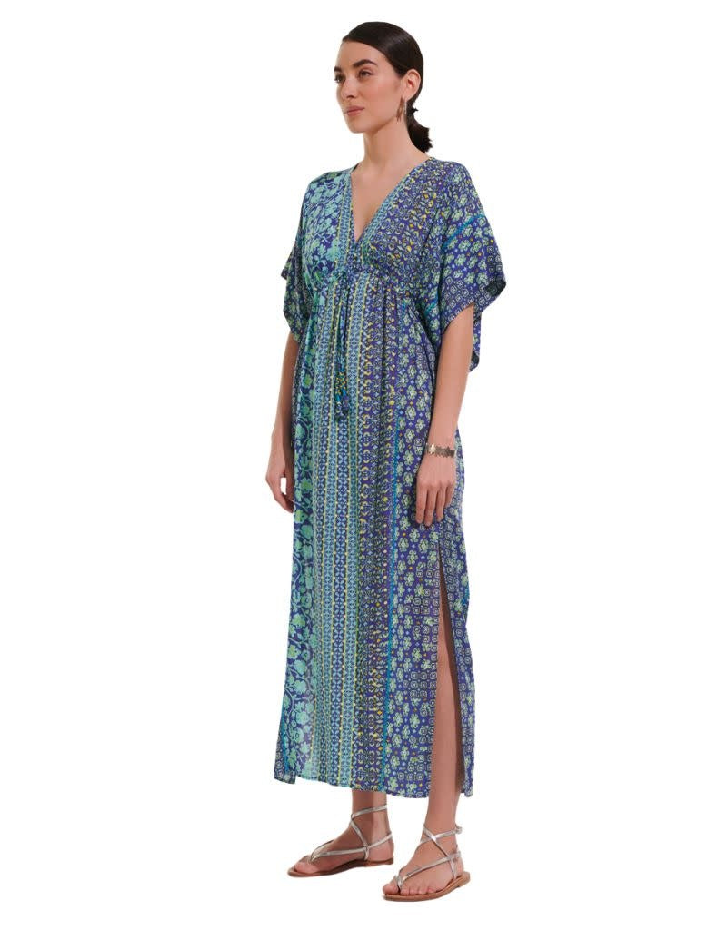 Long Kaftan Amaya V Blue Verti Batik S/M