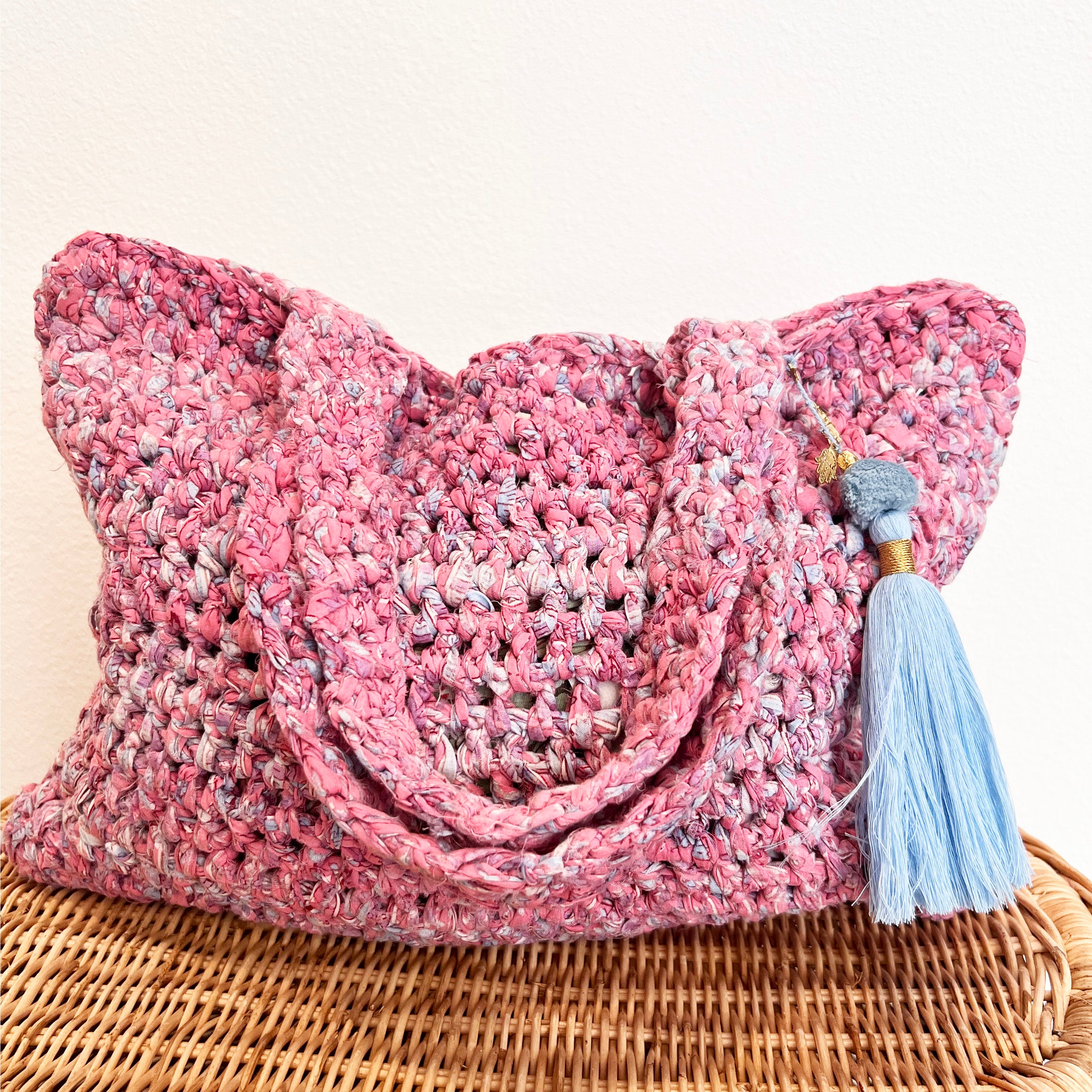 Crochet Bag Pink Purple Floral