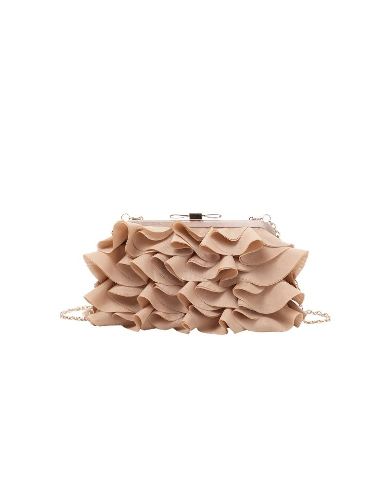 Chiffon Ruffled Clutch SRB-1291 Champagne