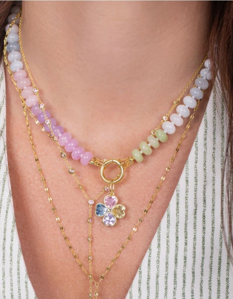 Pastel Stone Beaded Push Clasp Necklace