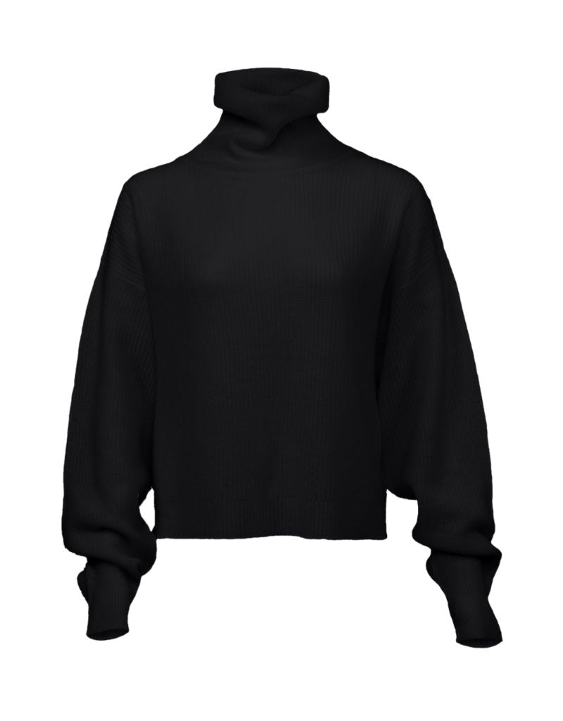 Ember Wide Sleeve Polo Neck Sweater Black