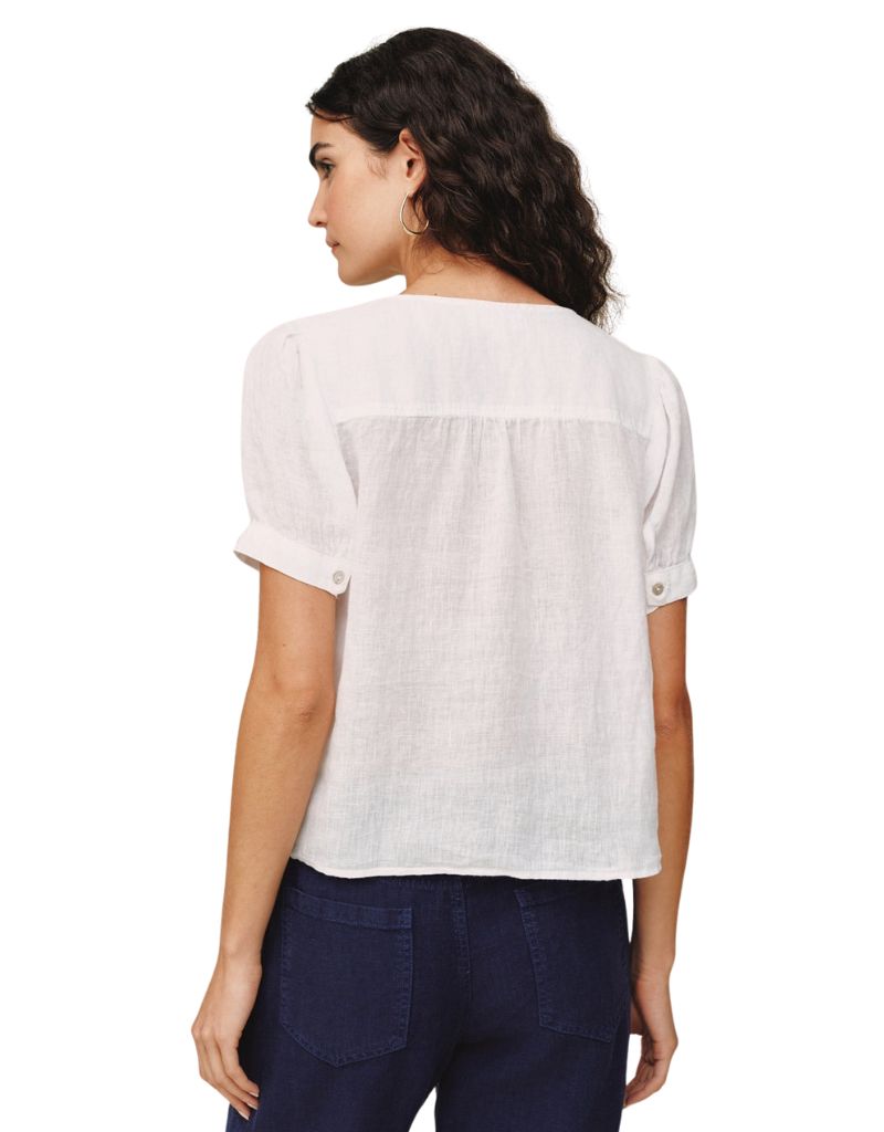 Short Sleeve Flowy Pullover Top White
