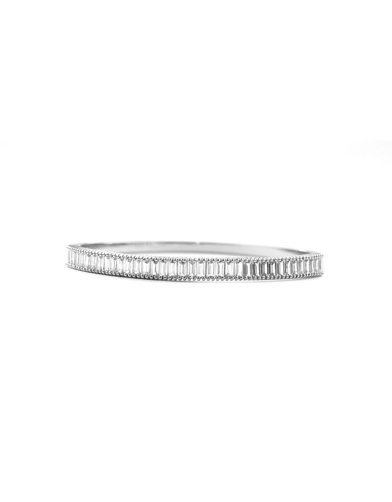 2303B Sterling Baguette CZ Hinged Bangle Sterling Silver