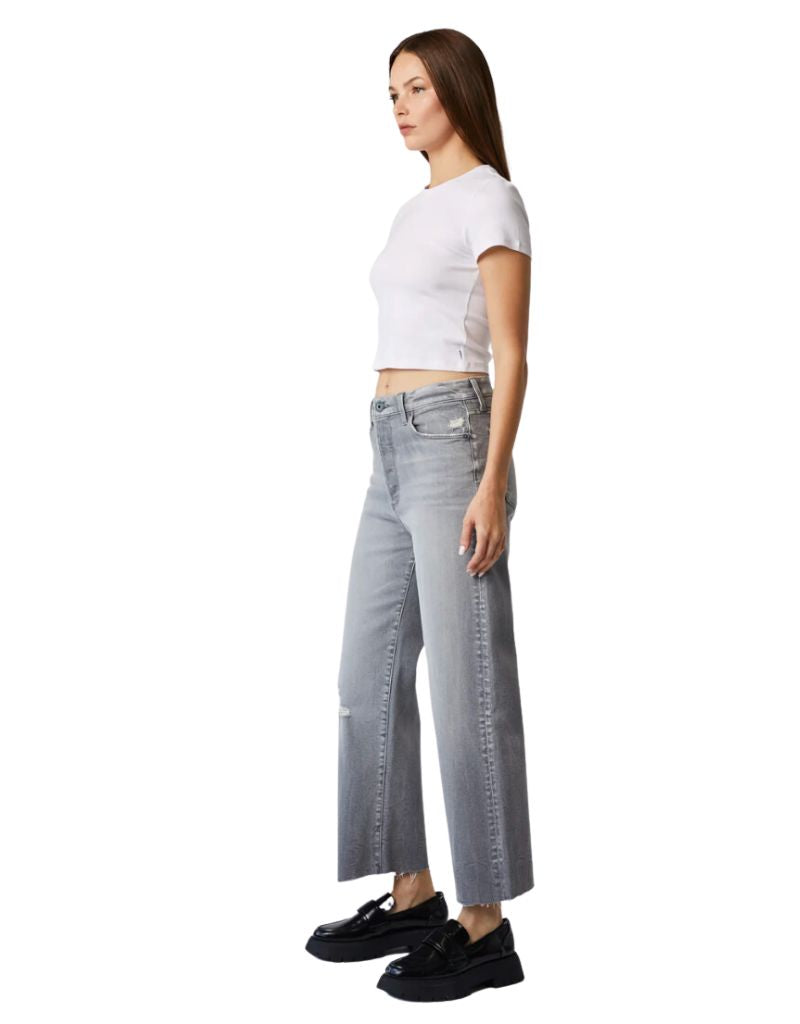 Vincent Wide Straight Leg Raw Hem Hidden Grey Logan Wash