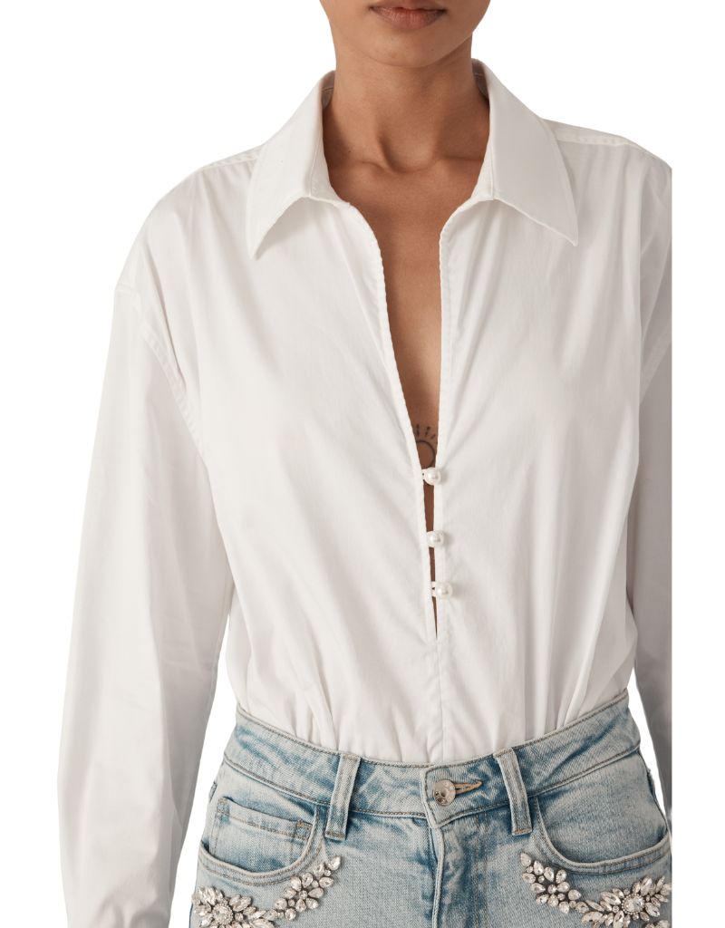 Lucia Poplin Bodysuit White