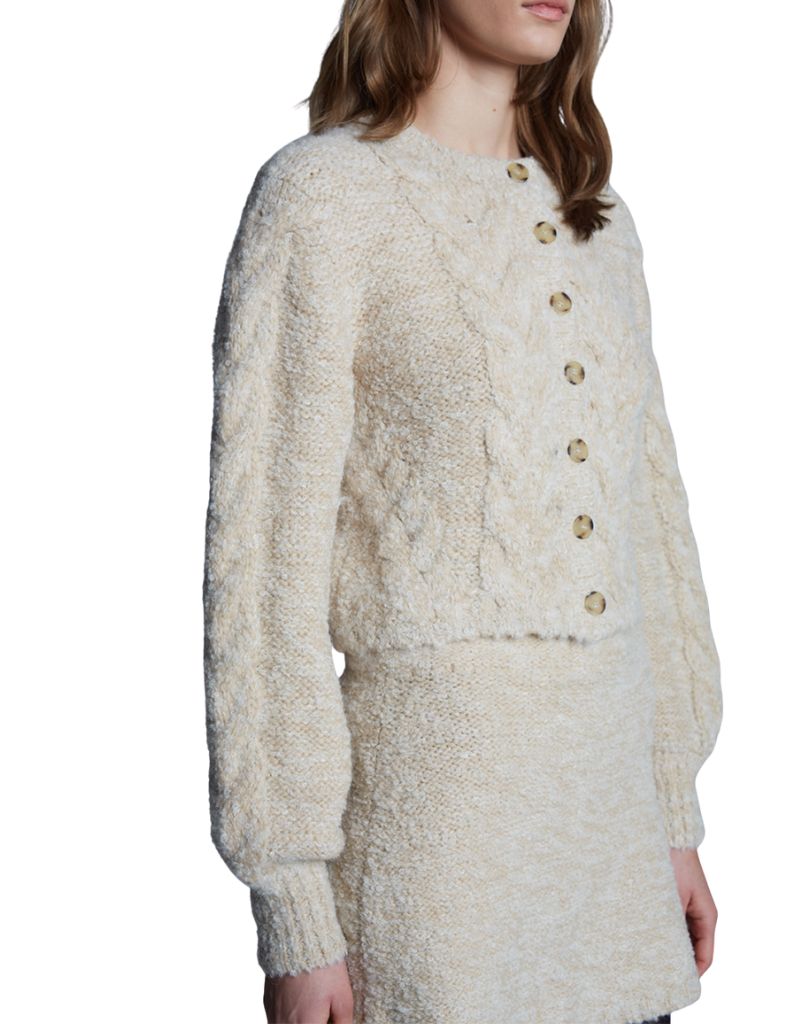 Skylar Cardi Pale Camel Ivory Tweed
