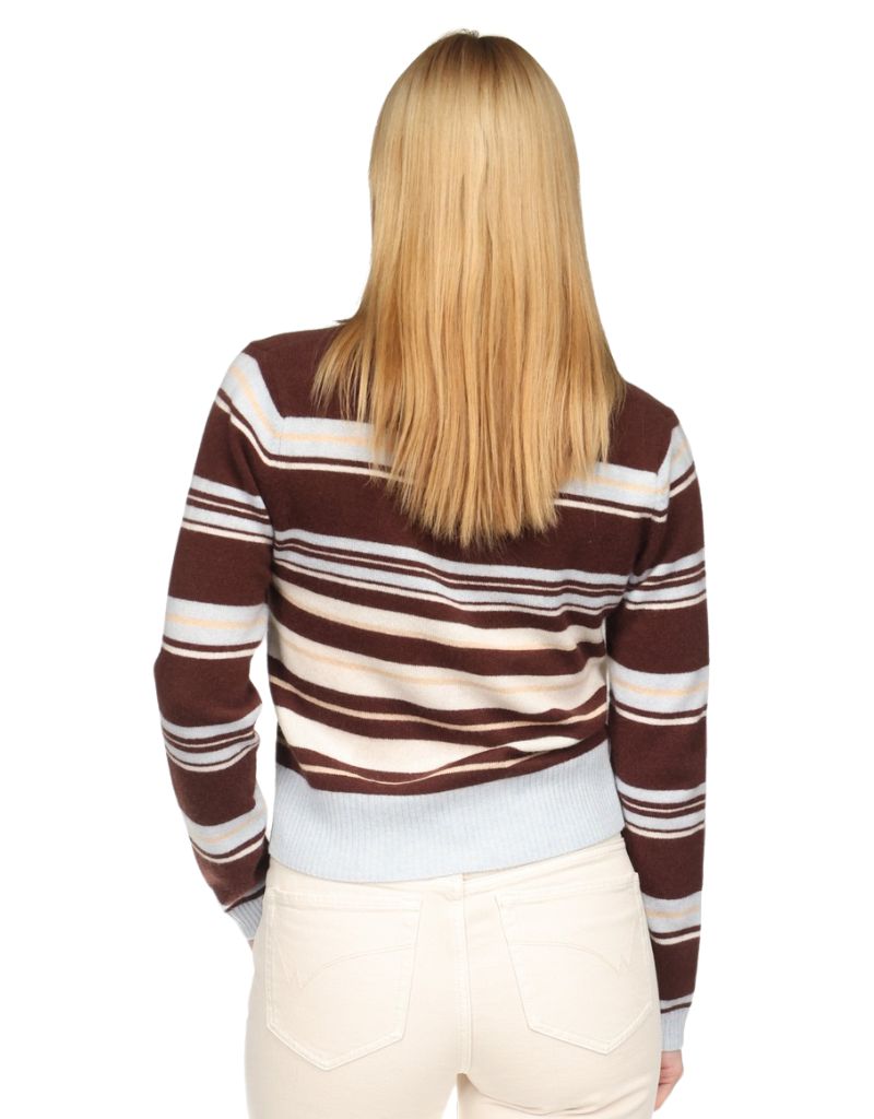 Slim Fit Stripey Polo Cocoa Blue Mist Organic White Camel F26
