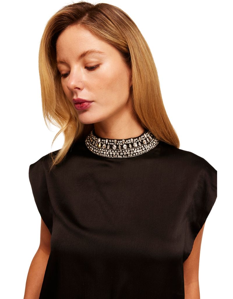 Riley Top Black Satin