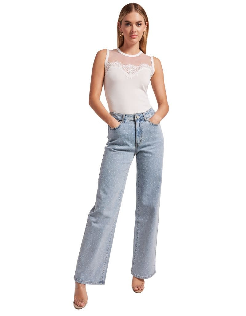 Marilyn Lace Combo Top White