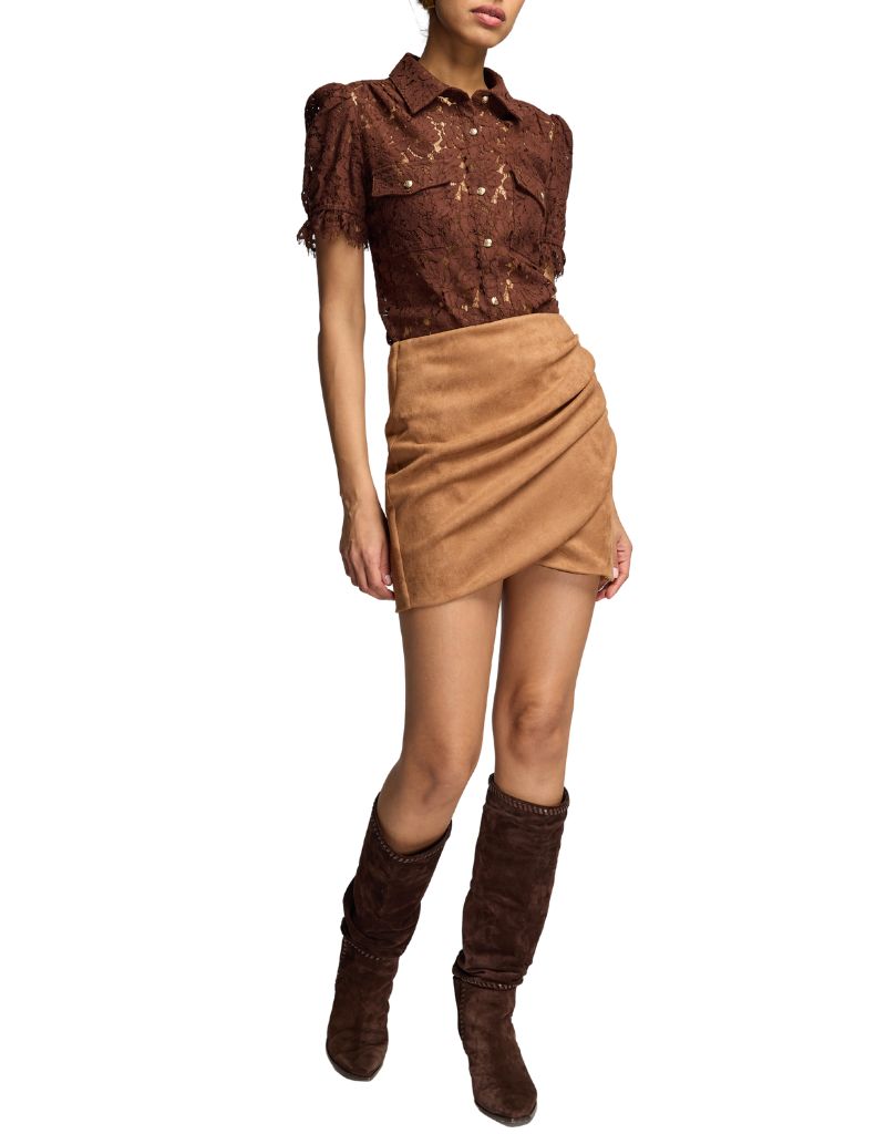 Shyann Vegan Suede Mini Skirt Tawny