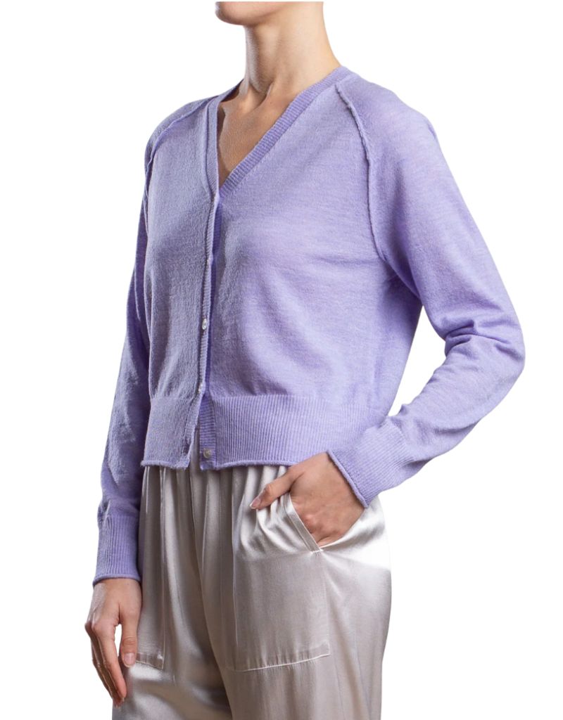 Eva Cardigan in Dulce Knitwear Lavender