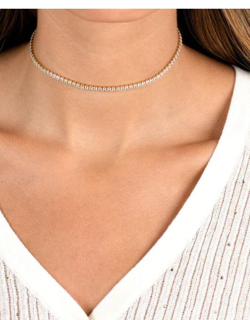 N70690-BRSIL CZ Tennis Choker Silver