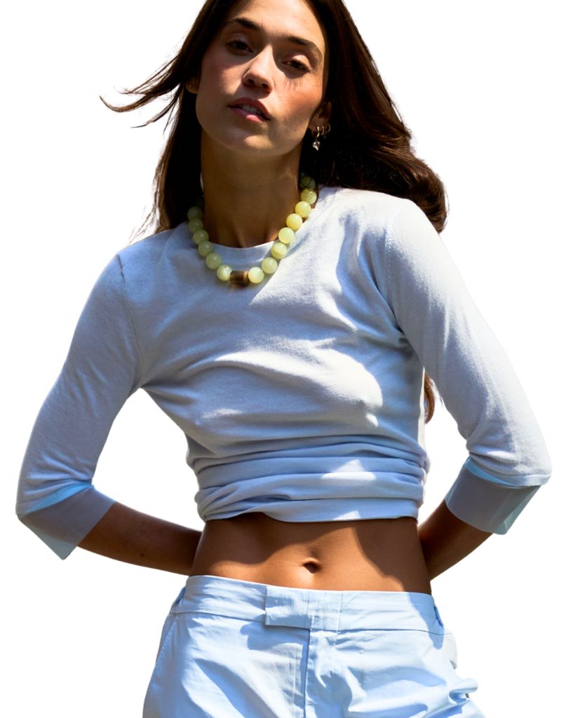 Pima Tulle Cuff T-Shirt Robbins Egg