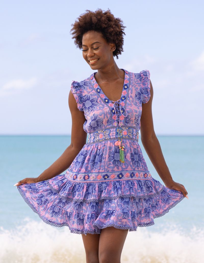 Farrah Mini Embroidered Purple Violet Print 5