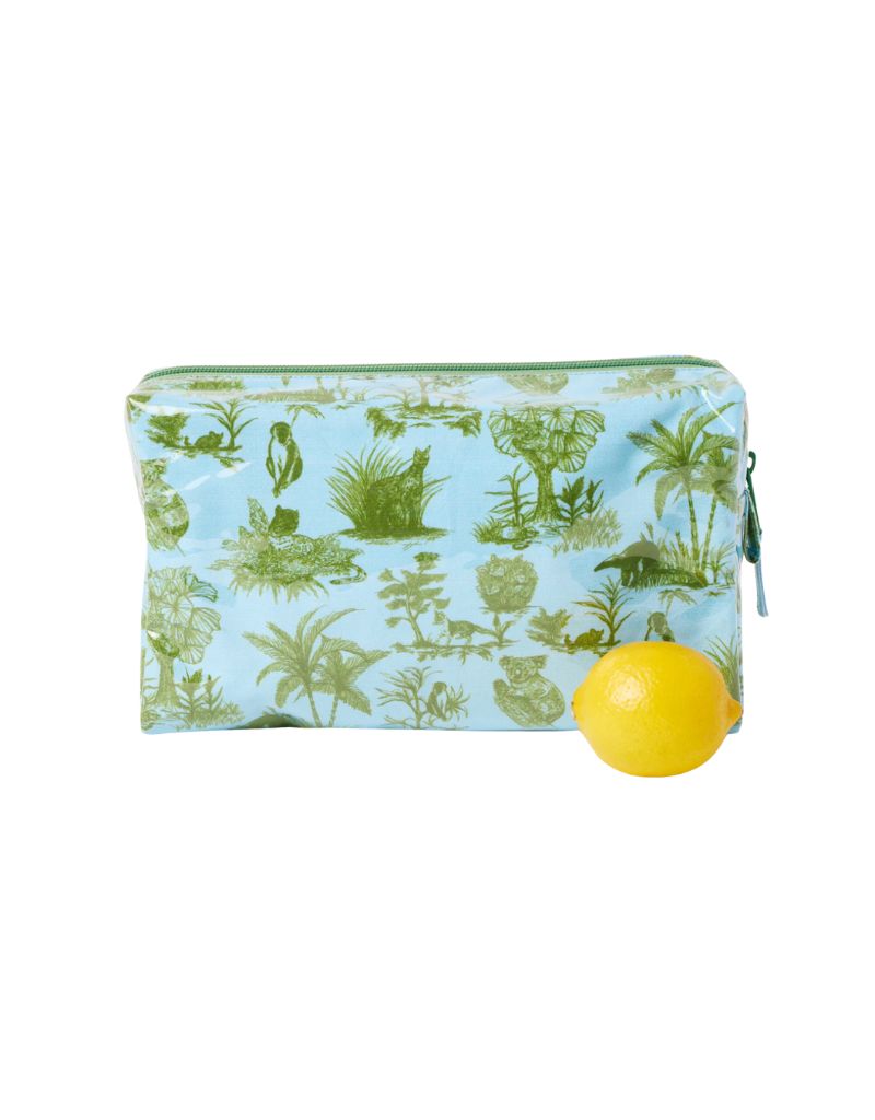 Toile Makeup Bag Blue Green Medium