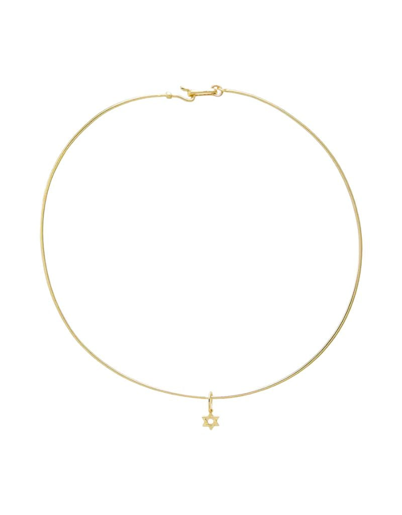 Mini Solid Star Of David Necklace Charm Gold