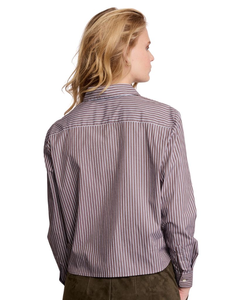 The LS Boxy Crop Brown White Stripe