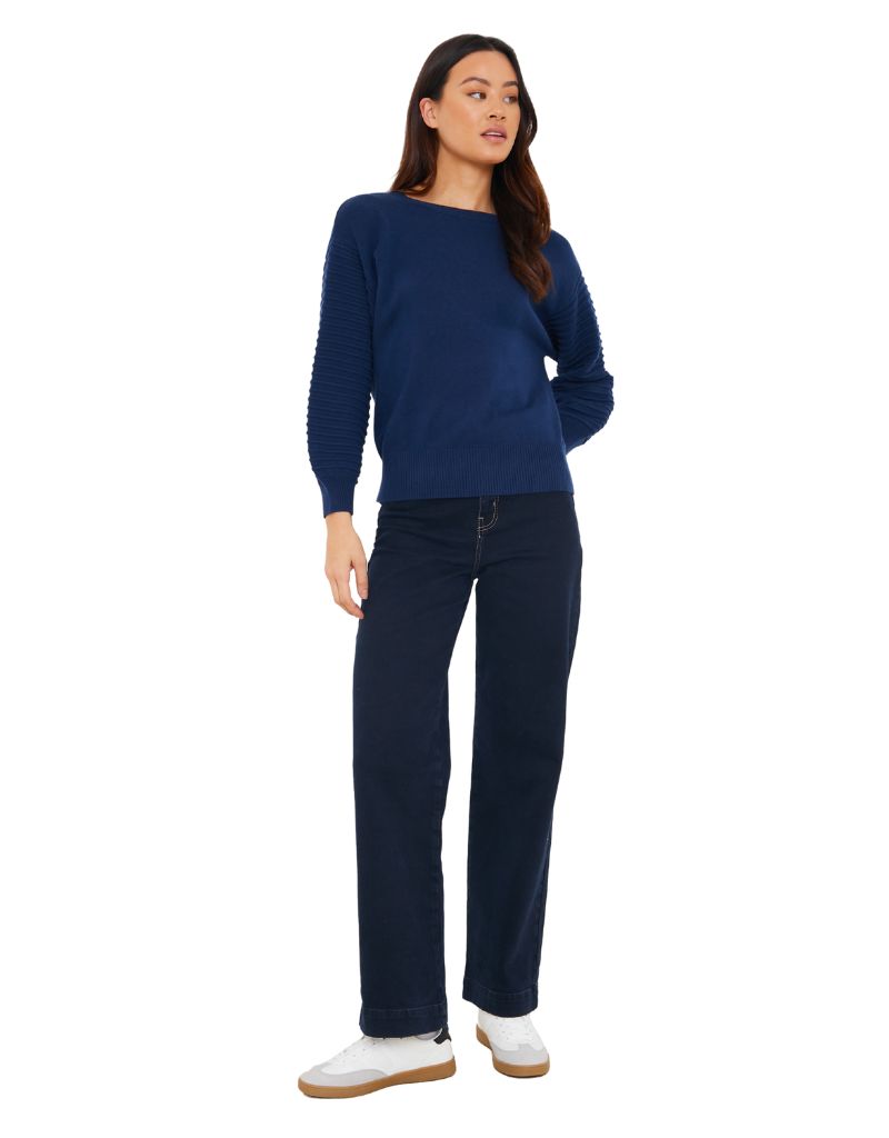 Wispr Textured Balloon Sleeve Crew Hello Sailor