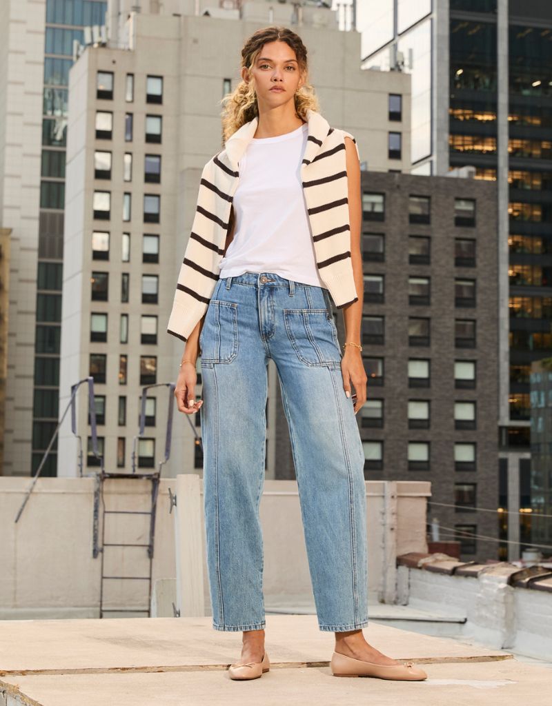 Alex Straight Taper Leg Front Patch Pocket Medium lelslo Wash