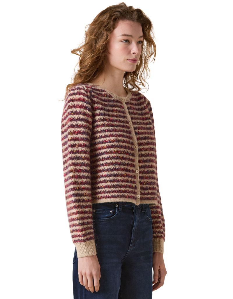 Jasmine Cardigan Burgundy Stripe