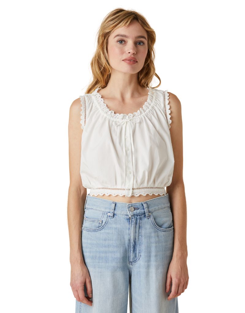 Eyelet Cami White
