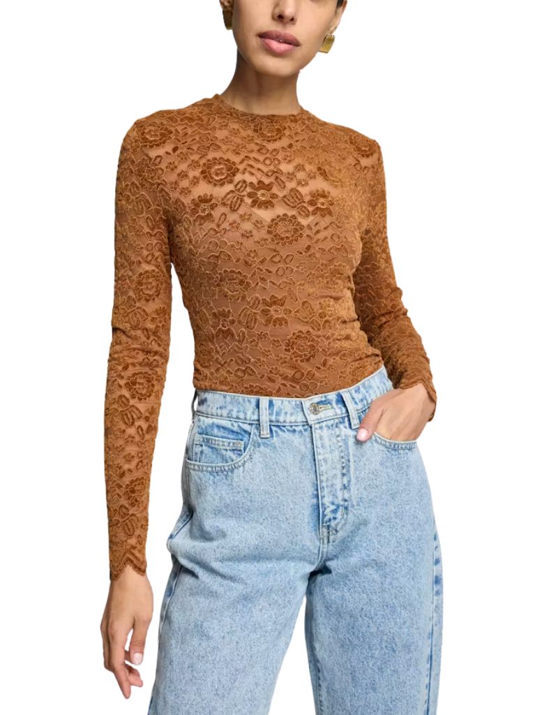 Gracie Velvet Lace Top Amber