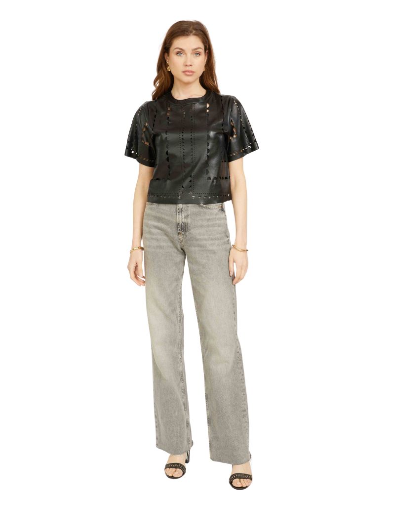 Anisa Top in Black Vegan Leather