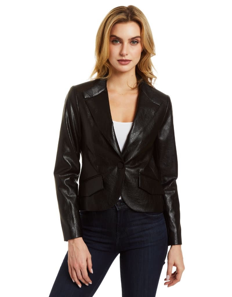 Nikki L Cracked Vegan Blazer Black