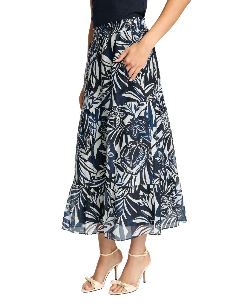 Laney Skirt in Woodblock Palm