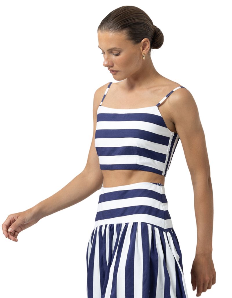 Oliver Poplin Top Marine Stripe