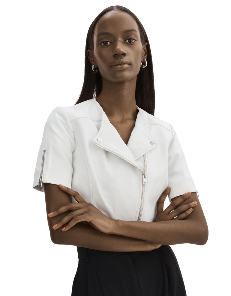 Kirsi Leather Crop Jacket White