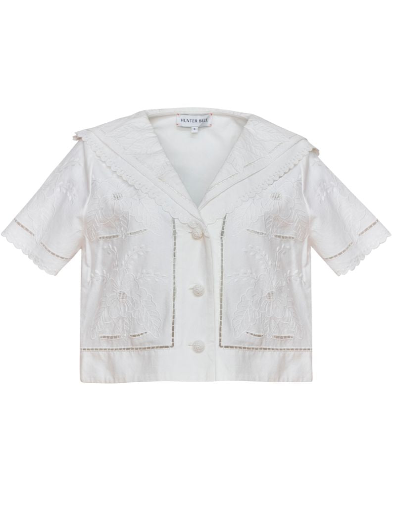 Birdie Shirt White Embroidery