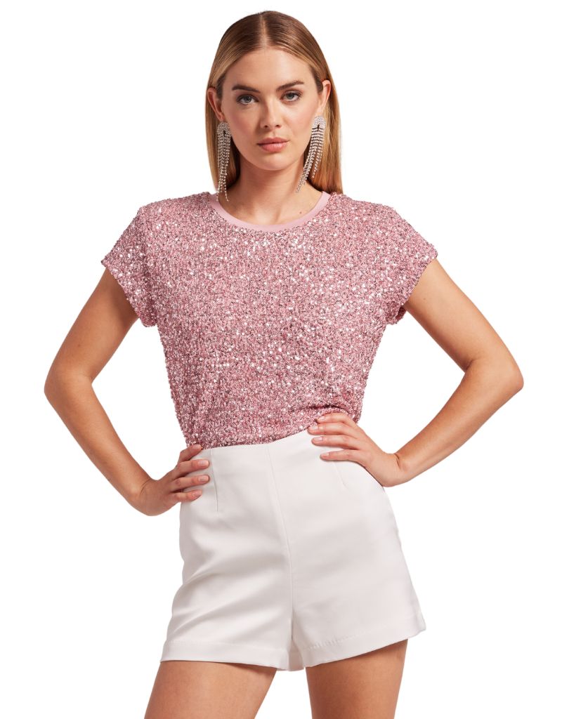 Kai Sequin Top Light Pink