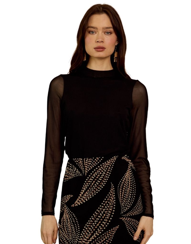 Marta Top in Black Powermesh